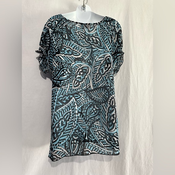 Lane Bryant Blue Black Paisley Print Blouse XL - Picture 3 of 3